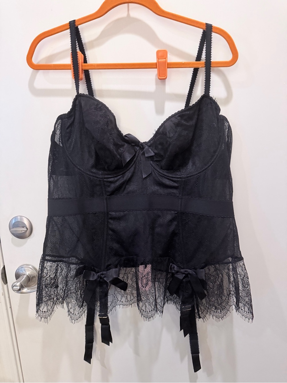 Black Lace Bustier Camisole with Garter Details